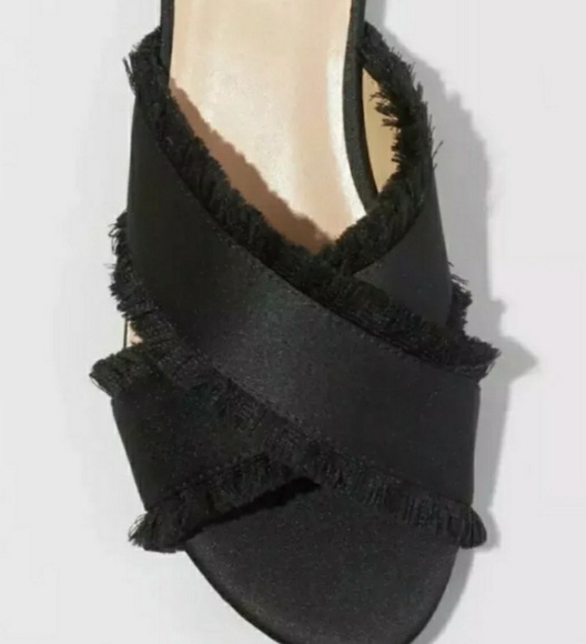 * A NEW DAY WOMEN'S SEPHORIE FRAYED CROSSBAND SLIDES SANDALS SIZE 6 BLACK NEW - Picture 4 of 8